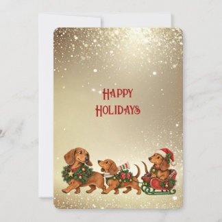 Tarjeta Festiva Three Festive Dachshund Holiday