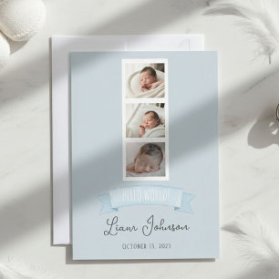 Tarjeta Festiva Three-Photo Birth Announcement Card - Personalized