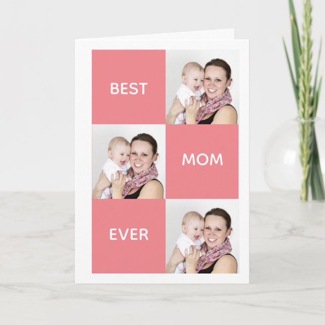 Tarjeta Festiva Three Photo Collage Happy Mother's Day (Anverso)