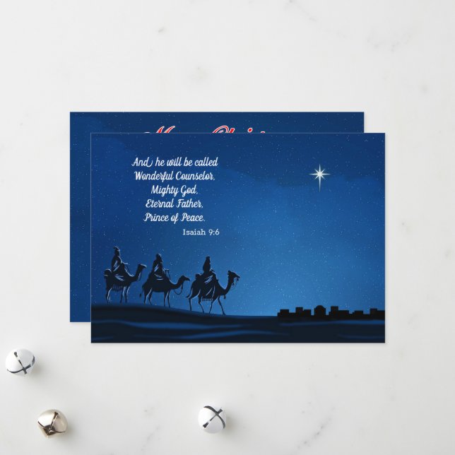 Tarjeta Festiva Three Wisemen approach Bethlehem - Personalize (Anverso/Reverso In Situ)