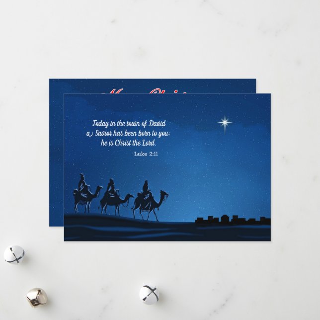 Tarjeta Festiva Three Wisemen approaching Bethlehem - Personalize (Anverso/Reverso In Situ)
