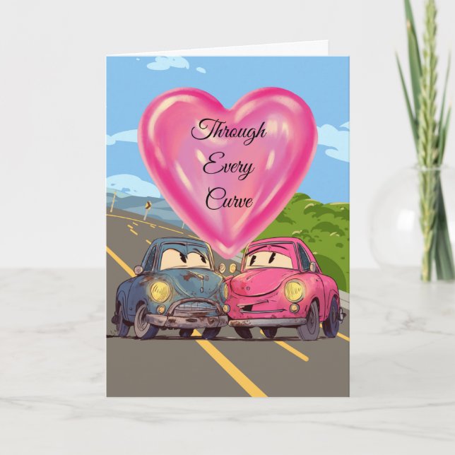 Tarjeta Festiva "Through Every Curve" cute valentine card (Anverso)