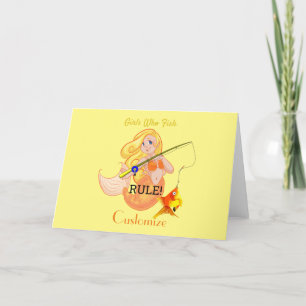 Tarjeta Festiva Thunder_Cove, Chica de la sirena pesquera divertid