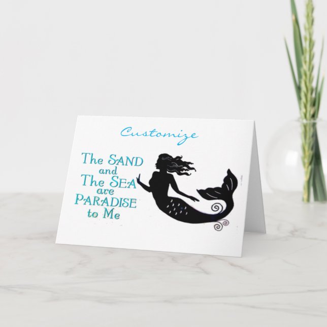 Tarjeta Festiva Thunder_Cove de sirena de arena y playa de mar (Anverso)