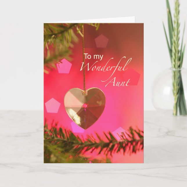 Tarjeta Festiva Tía Christmas Heart en alegrías simples del árbol (Anverso)