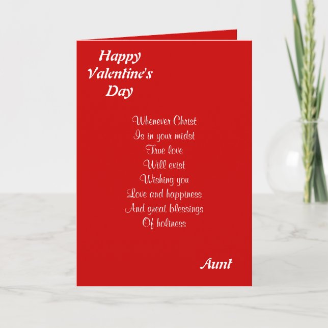 Tarjeta Festiva Tía el día de San Valentín religiosa (Anverso)