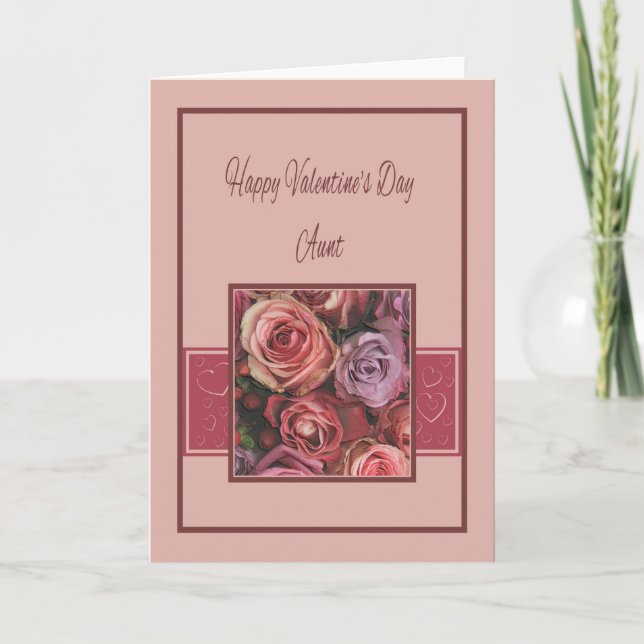 Tarjeta Festiva Tía Rosas del Día de San Valentín (Anverso)