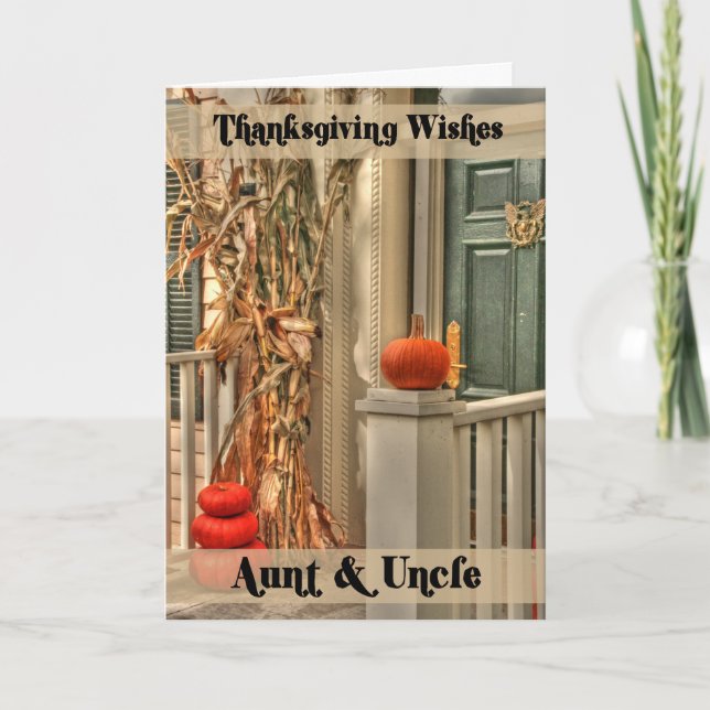 Tarjeta Festiva Tía y tío Feliz Acción de Gracias (Anverso)