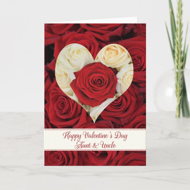 Tarjeta Festiva Tía y tío Rosas de San Valentín (Anverso)