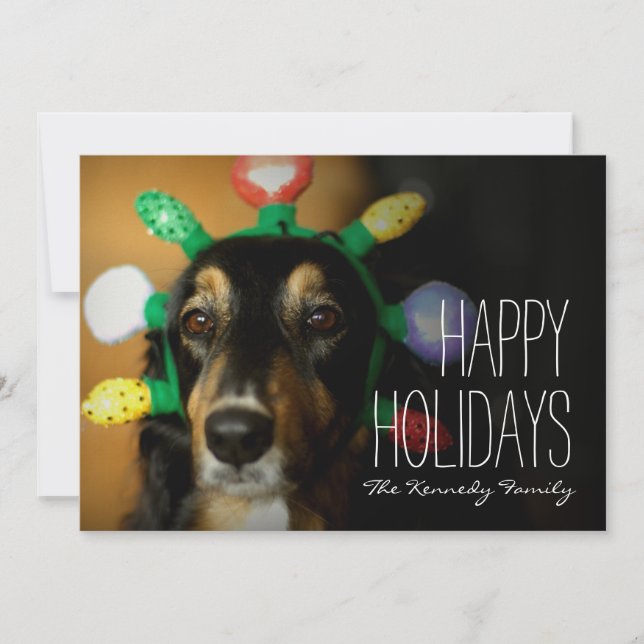 Tarjeta Festiva Tiara de perro con Navidades (Anverso)