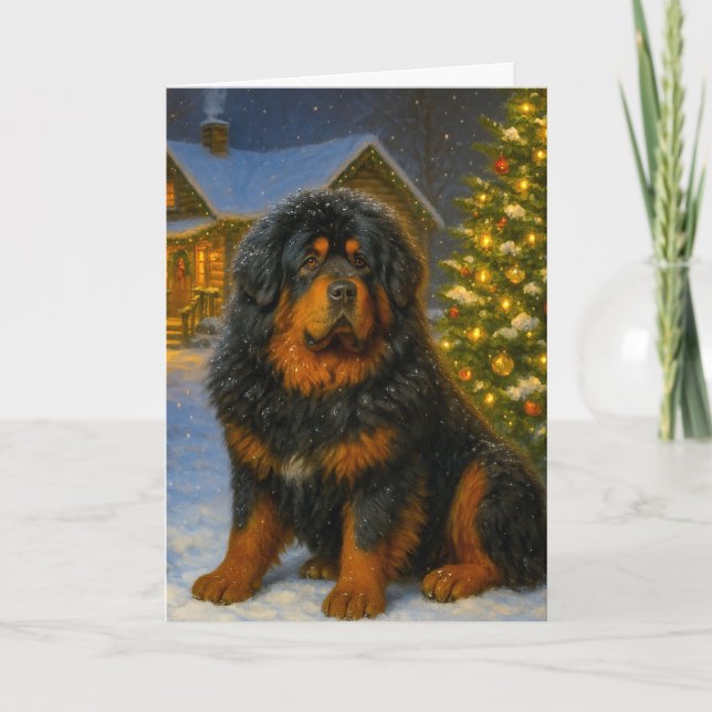Tarjeta Festiva Tibetan Mastiff Holiday Card (Anverso)