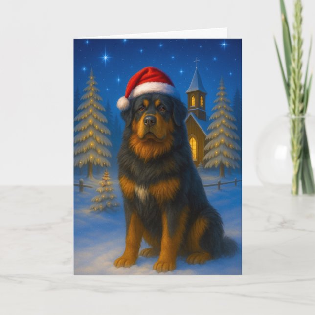 Tarjeta Festiva Tibetan Mastiff Holiday Card (Anverso)