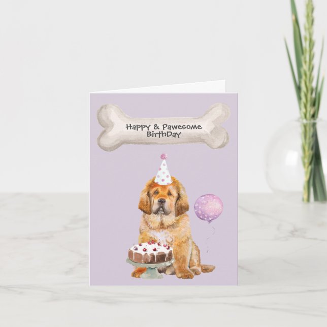 Tarjeta Festiva Tibetano Mastiff Dog feliz fiesta de cumpleaños in (Anverso)