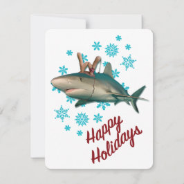 Tarjeta Festiva Tiburón Reno Felices Fiestas