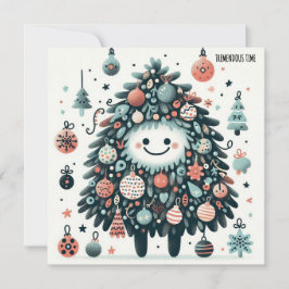 Tarjeta Festiva Tiempo Árbol-endo Sonriente
