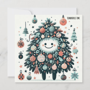 Tarjeta Festiva Tiempo Árbol-endo Sonriente