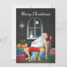 Tarjeta Festiva Tiempo de café de Santa Claus