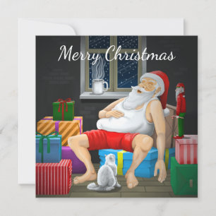 Tarjeta Festiva Tiempo de café de Santa Claus