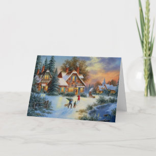 Tarjeta Festiva Tiempo de juego de invierno de los navidades