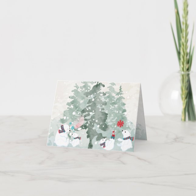 Tarjeta Festiva Tiempo de los navidades con osos polares (Anverso)