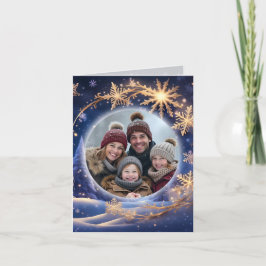 Tarjeta Festiva Tiempo de Navidades mágicos - copos de nieve dorad