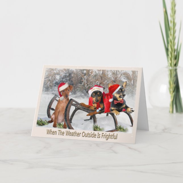 Tarjeta Festiva Tiempo espantoso del Pinscher miniatura (Anverso)
