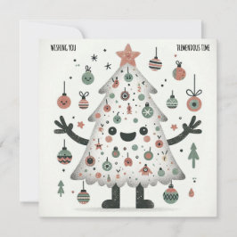 Tarjeta Festiva Tiempo mendaz de árbol rosado