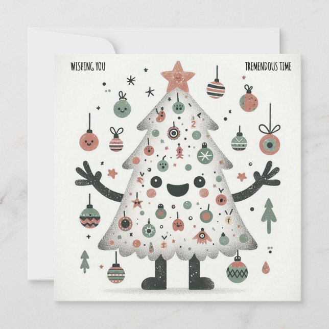 Tarjeta Festiva Tiempo mendaz de árbol rosado (Anverso)