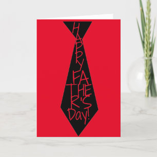Tarjeta Festiva Tiempos negros con el Día del Padre Feliz Rojo