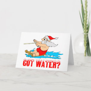 Tarjeta Festiva ¿Tienes agua? (Esquiando Santa)
