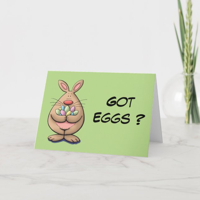 Tarjeta Festiva ¿Tienes huevos? personalizado de conejito de Pascu (Anverso)