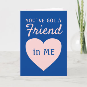 Tarjeta Festiva Tienes un amigo Corazón Rosa Azul Amistad