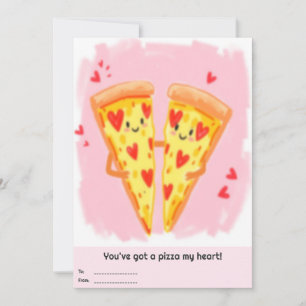 Tarjeta Festiva Tienes una pizza mi corazón día de San Valentín