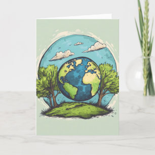 Tarjeta Festiva Tierra Árboles Naturaleza verde