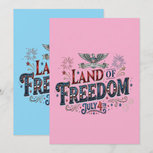 Tarjeta Festiva Tierra de Libertad 4 de Julio Patriótico
