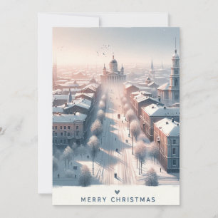 Tarjeta Festiva Tierras de invierno ucranianas - acuarela