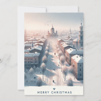 Tarjeta Festiva Tierras de invierno ucranianas - acuarela