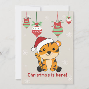 Tarjeta Festiva Tiger Christmas Snow Winter Animals Tiger Holiday 