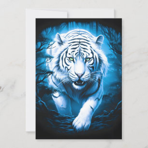 Tarjeta Festiva Tigre blanco silvestre místico forestal
