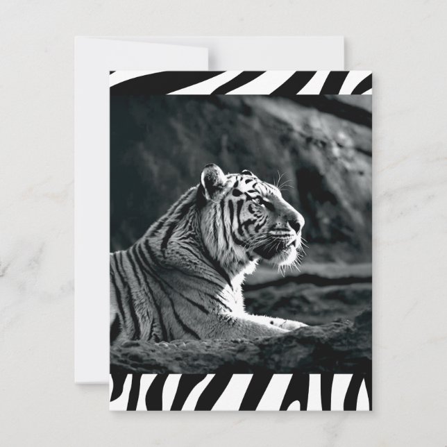 Tarjeta Festiva Tigre blanco y negro (Anverso)