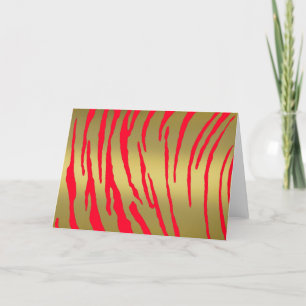 Tarjeta Festiva Tigre de oro tiras rojas