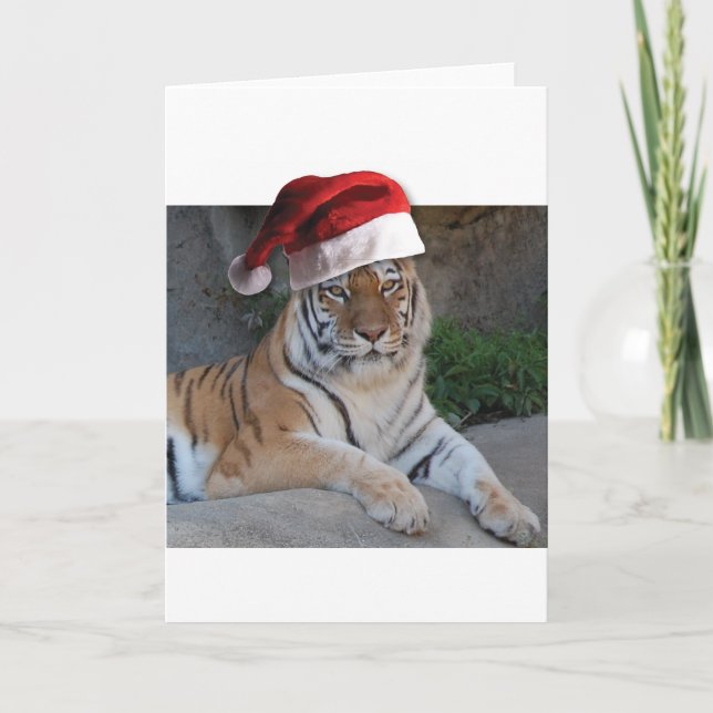 Tarjeta Festiva Tigre de Santa Hat Bengala (Anverso)