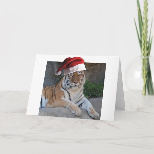 Tarjeta Festiva Tigre de Santa Hat Bengala (Anverso)