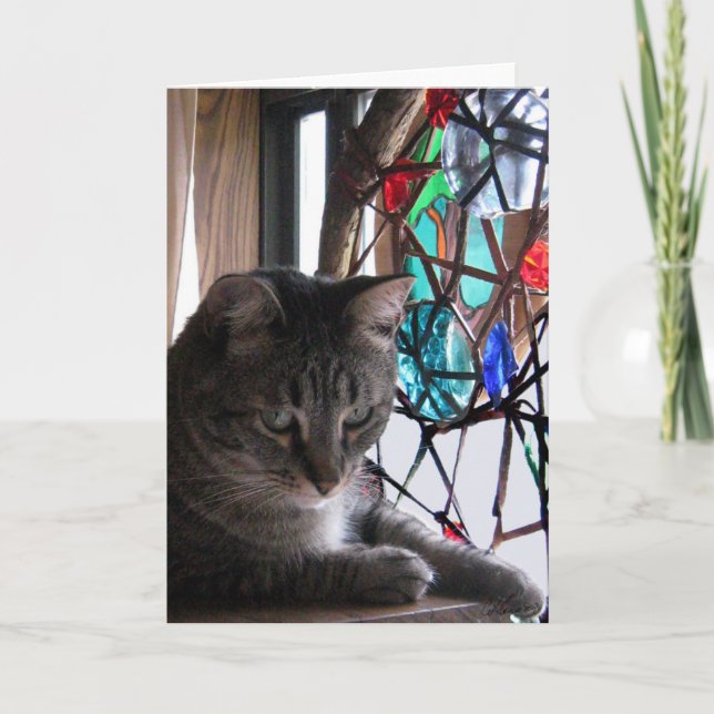 Tarjeta Festiva Tigre del vitral (Anverso)