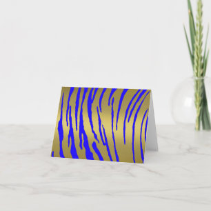 Tarjeta Festiva Tigre dorado tiras azules