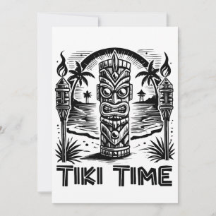 Tarjeta Festiva Tiki Tribal - Espíritu de isla hawaiana
