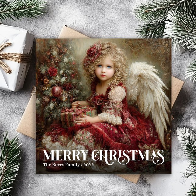 Tarjeta Festiva Timeless Angelic Victorian Christmas Greeting Card (Timeless Angelic Victorian Christmas Greeting Card)