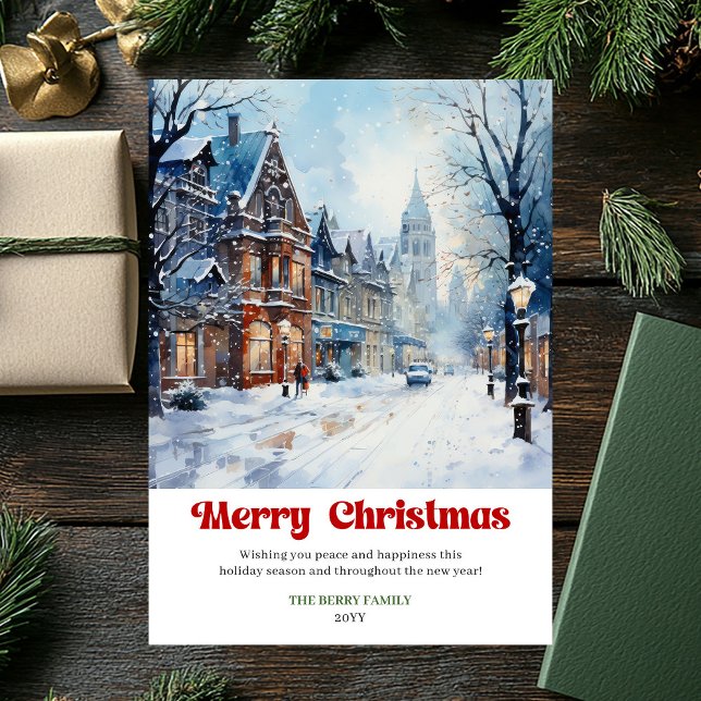 Tarjeta Festiva Timeless rustic winter scene bold playful festive  (Timeless rustic winter scene bold playful festive card)