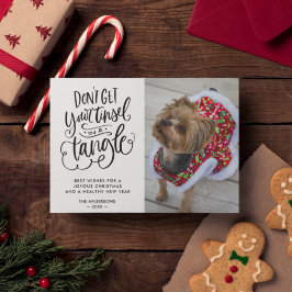 Tarjeta Festiva Tinsel en un ángulo gracioso Mascota de perros Nav