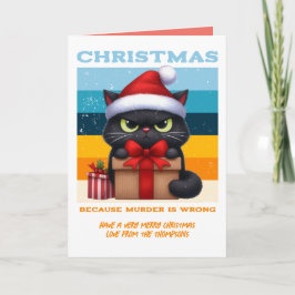 Tarjeta Festiva Tinsel Tide Funny Cat Retro Christmas Photo